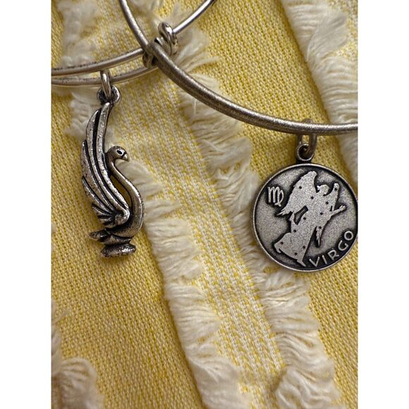 Alex and Ani Bundle of 2 Bracelets Virgo and Swan Charm - Picture 3 of 4